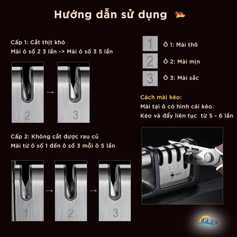 Dụng Cụ Mài Dao Kéo 3 Rãnh Chuyên Nghiệp Siêu Sắc Đạt Chất Lượng Của Đức Cao Cấp SSGP