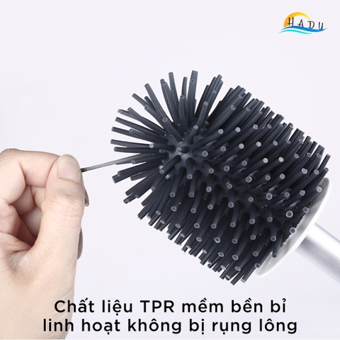 Cọ Bồn Cầu Silicon Dán Tường CCKO, Đế Thông Gió Chống Đọng Nước, Đầu Cọ Mềm, Màu Xám