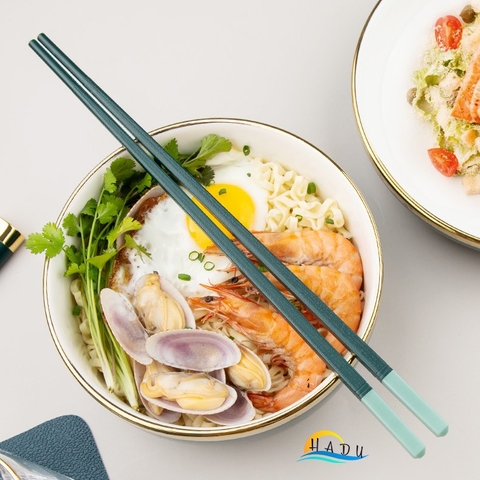 Bộ 10 Đôi Đũa Hợp Kim HADU, Chống Mốc, Chống Trơn Trượt, Dài 27.3cm, Kèm Hộp, Màu Xanh