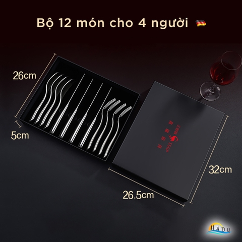 Bộ 12 Món Dao Dĩa Ăn Bít Tết SSGP, Inox 304, Lưỡi Răng Cưa Sắc Bén, Đạt Chất Lượng LFGB Đức