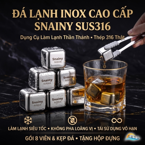Đá Lạnh Vĩnh Cửu Inox 316 Cao Cấp Kháng Khuẩn Không Tan Làm Loãng Vị Đồ Uống Snainy