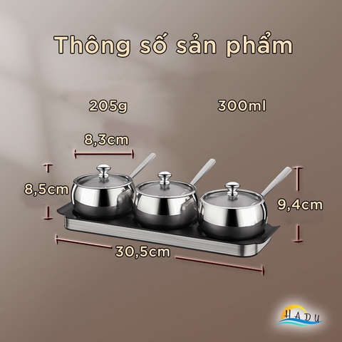 Bộ Đựng Gia Vị Nhà Bếp Thủy Tinh Cao Cấp Kèm Thìa Đạt Chất Lượng Đức SSGP