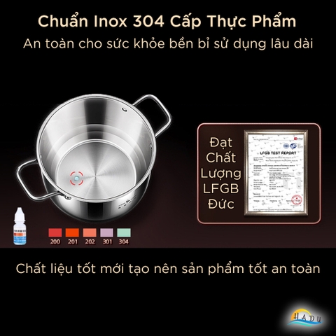 Nồi Luộc Gà Inox 304 Thành Cao SSGP 24cm 26cm, Đáy 5 Lớp, Dùng Bếp Từ, Đạt Chất Lượng LFGB Đức