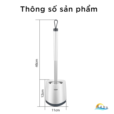 Cọ Bồn Cầu Silicon Dán Tường CCKO, Đế Thông Gió Chống Đọng Nước, Đầu Cọ Mềm, Màu Xám