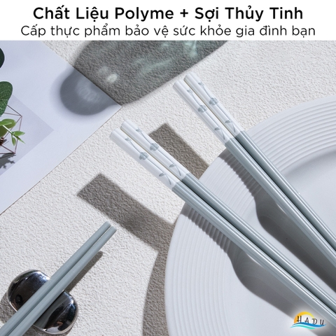 Bộ 5 Đôi Đũa Sợi Thủy Tinh HADU Chống Mốc, Kháng Khuẩn, Chống Trơn, Dài 24.3cm