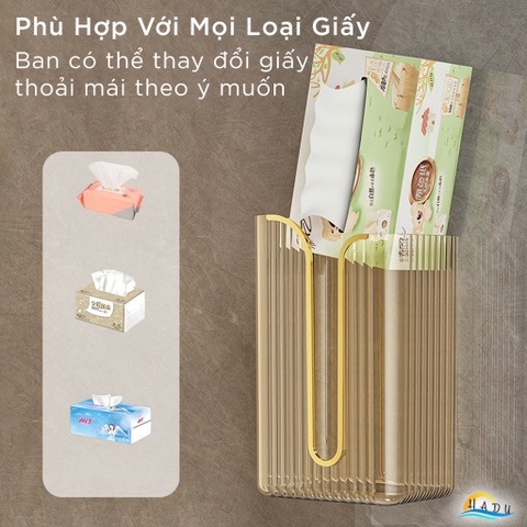 Hộp Đựng Khăn Giấy Treo Tường CCKO, Có Khay Đựng Đồ, Nhựa PET, Dán Tường, Nhiều Màu