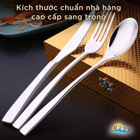Bộ 2 Món Dao Dĩa Ăn Bít Tết SSGP, Inox 304, Thiết Kế Kiểu Nhà Hàng, Cán Dày, Đạt Chất Lượng LFGB Đức