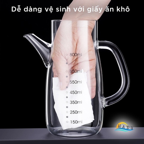 Bình Rót Dầu Ăn Thủy Tinh Borosilicate SSGP 800ml, Vòi Chống Rò Rỉ, Nắp Inox 304, Đạt Chất Lượng LFGB Đức