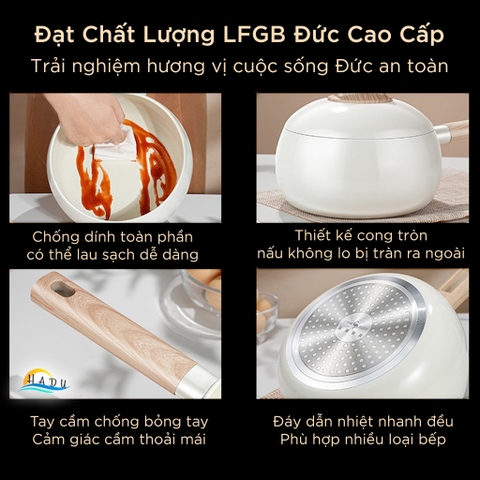 Nồi Chống Dính Mini 16cm – Ceramic Cao Cấp, Hợp Kim Nhôm, Kháng Khuẩn 99.99%, Dùng Cho Mọi Loại Bếp SSGP