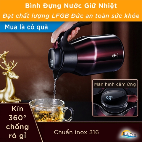 Bình Đựng Nước Giữ Nhiệt 2 Lít Cao Cấp Inox 316 Đạt Chất Lượng Đức SSGP