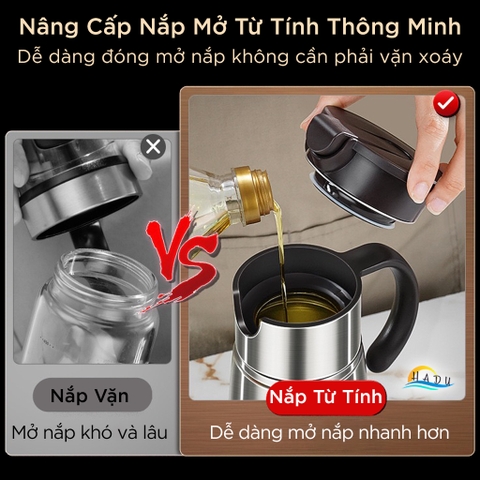 Chai Đựng Dầu Ăn Inox 316L SSGP 800ml, Nắp Từ Tính Thông Minh, Đạt Chất Lượng LFGB Đức