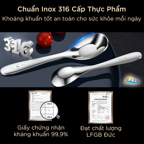Thìa Phục Vụ Đa Năng SSGP, Inox 316L, Đầu Sâu, Kháng Khuẩn, Đạt Chất Lượng LFGB Đức