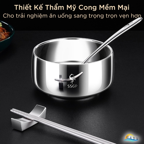 Bát Ăn Cơm Inox 316L SSGP, 2 Lớp Cách Nhiệt Chống Nóng, 380ml, Đạt Chất Lượng LFGB Đức