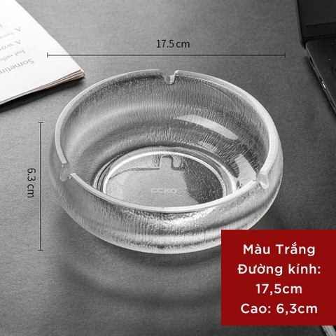 Gạt Tàn Thuốc Lá Thủy Tinh Mờ CCKO, Thiết Kế Sang Trọng, Để Bàn, Size 17.5cm, Nhiều Màu