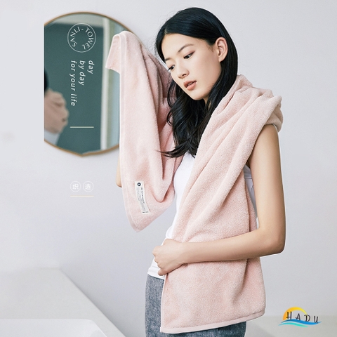 Khăn Tắm Cotton HADU Kháng Khuẩn, Siêu Mềm Mại, Thấm Hút Tốt, 70x140cm, Nhiều Màu