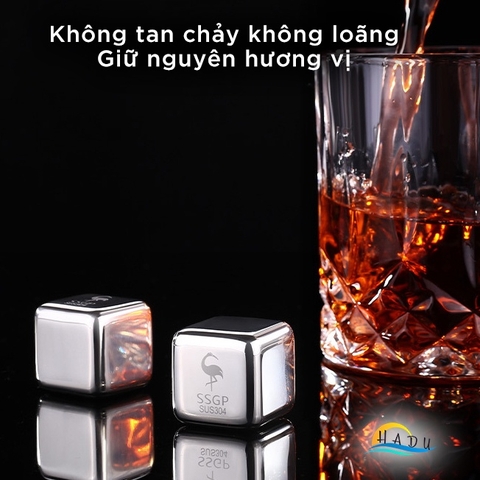 Bộ Viên Đá Lạnh Vĩnh Cửu Inox 304 SSGP, Không Tan, Kèm Kẹp Gắp và Khay Đựng, Đạt Chất Lượng LFGB Đức