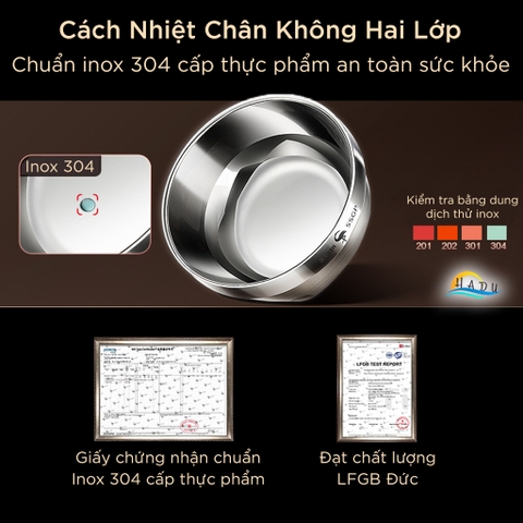Bát Ăn Cơm Inox 304 SSGP 2 Lớp Cách Nhiệt 12cm (400ml), Đạt Chất Lượng LFGB Đức