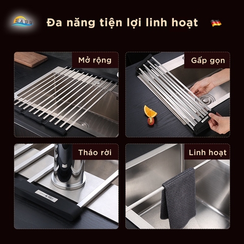 Rổ Gác Bồn Rửa Chén Inox 304 Cao Cấp – Đa Năng, Gấp Gọn, Chịu Lực Tốt, Tiết Kiệm Không Gian SSGP