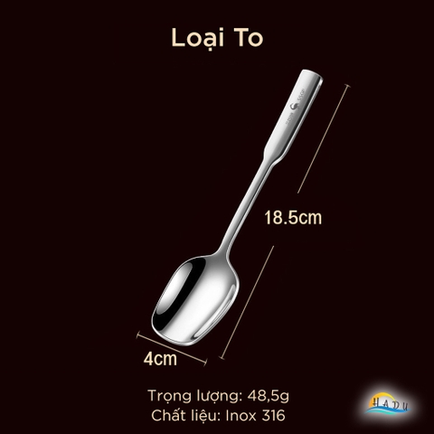Thìa Ăn Cơm SSGP Inox 316 Kháng Khuẩn, Size Nhỏ 15cm, Đạt Chất Lượng LFGB Đức