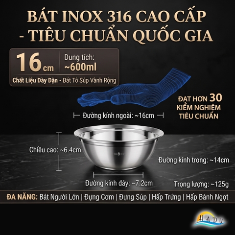 Thau Bát Tô Chậu Inox 316 Cao Cấp Chống Trào Đa Năng Dày Dặn Dùng Được Bếp Từ Bếp Gas SSGP