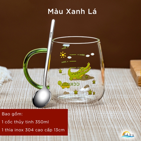 Cốc Thủy Tinh Chịu Nhiệt CCKO 350ml, Dùng Được Trên Bếp Ga, Lò Vi Sóng, Borosilicate, Nhiều Màu
