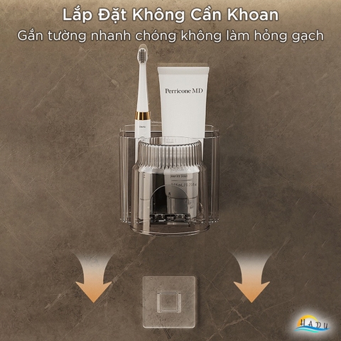 Kệ Đựng Bàn Chải Kem Đánh Răng CCKO Treo Tường, Giá Treo Cốc Úp Ngược Chống Bụi, Nhựa PET Cao Cấp