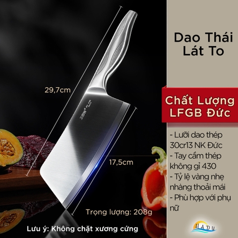 Dao Thái Thịt SSGP Thép 30Cr13, Siêu Sắc, Đạt Chất Lượng LFGB Đức