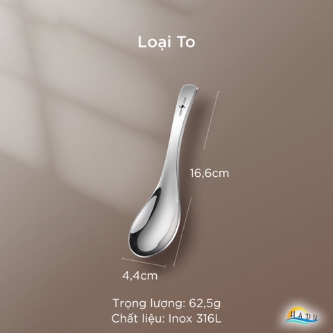 Thìa Sâu Lòng Inox 316L SSGP, Muỗng Ăn Cơm Canh Phở Dày Dặn, Sáng Bóng Cao Cấp Đạt Chất Lượng LFGB Đức
