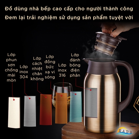 Bình Thủy Giữ Nhiệt SSGP 2L, Lõi Inox 316L, Giữ Nóng 50 Giờ, Vòi Chống Tràn, Đạt Chất Lượng LFGB Đức