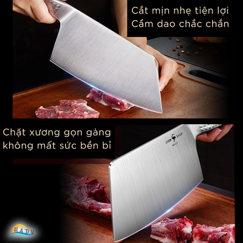 Bộ 2 Dao Bếp SSGP Thép 40Cr13, Gồm Dao Chặt và Dao Thái, Đạt Chất Lượng LFGB Đức
