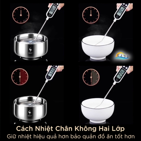 Bát Ăn Cơm Inox 316L SSGP, 2 Lớp Cách Nhiệt Chống Nóng, 380ml, Đạt Chất Lượng LFGB Đức