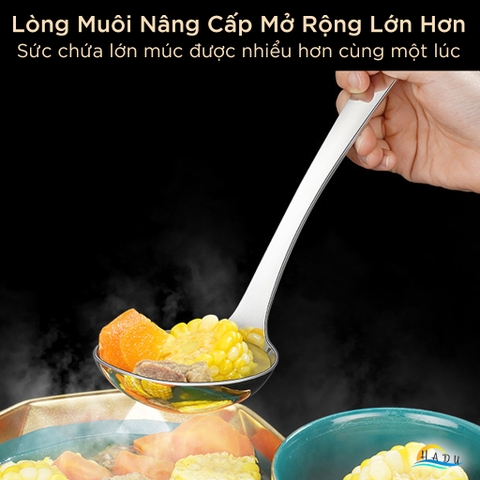 Muôi Múc Canh Lớn SSGP Inox 316L Dài 33cm, Chuẩn An Toàn Đạt Chất Lượng LFGB Đức