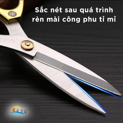 Kéo Cắt Gà Nhà Bếp Đa Năng HADU, Inox 304, Sắc Bén, Chống Trượt, 19cm, Màu Vàng Bạc