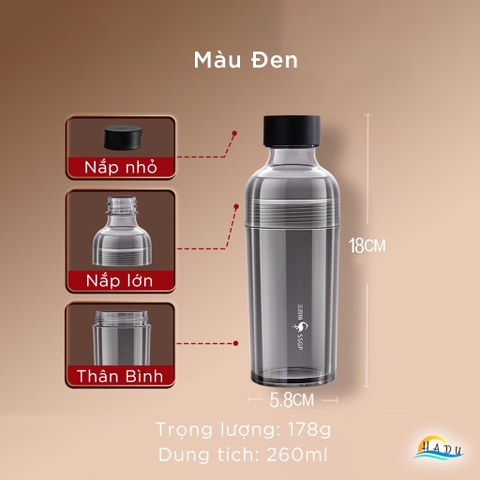 Chai Đựng Nước Ép Hoa Quả Trái Cây Bằng Nhựa Kiêm Cốc 260ml Cao Cấp Đạt Chất Lượng LFGB Đức SSGP