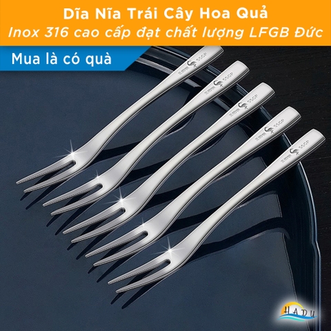Nĩa Ăn Hoa Quả SSGP Inox 316L, Dài 12.2cm, Dày 2.5mm, Đạt Chất Lượng LFGB Đức
