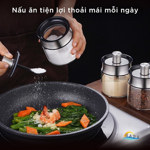 Bộ Đựng Gia Vị Thủy Tinh Borosilicat Cao Cấp – Nắp Inox 304, Kín Khít, Dễ Dàng Vệ Sinh, Thiết Kế Hiện Đại SSGP