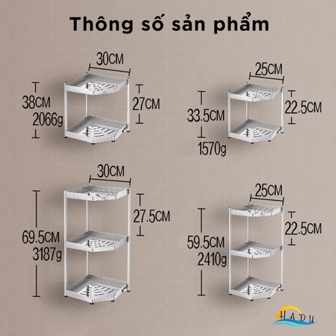 Kệ Góc Bếp Inox 304 SSGP, 2 Tầng, Gấp Gọn, Đạt Chất Lượng LFGB Đức