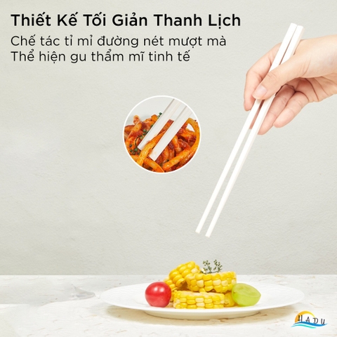 Đũa Ăn Cơm Kháng Khuẩn HADU Màu Trắng Be, Đũa Sợi Thủy Tinh Chống Mốc, Đầu Nhám Chống Trượt, Chịu Nhiệt 120°C