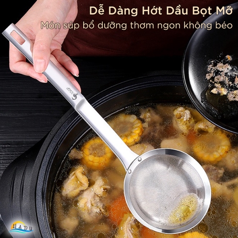 Vợt Hớt Bọt và Lọc Dầu SSGP, Inox 304, Dài 27cm, 33cm, Đạt Chất Lượng LFGB Đức