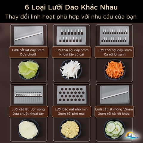 Bộ Nạo Rau Củ Đa Năng SSGP 6 Lưỡi Dao Inox, Kèm Dụng Cụ Bảo Vệ Tay, An Toàn, Đạt Chất Lượng LFGB Đức