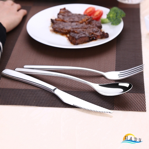 Bộ 2 Món Dao Dĩa Ăn Bít Tết SSGP, Inox 304, Thiết Kế Kiểu Nhà Hàng, Cán Dày, Đạt Chất Lượng LFGB Đức