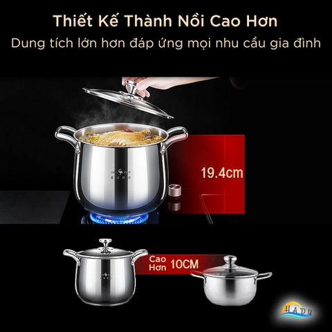 Nồi Luộc Gà Inox 304 Thành Cao SSGP 24cm 26cm, Đáy 5 Lớp, Dùng Bếp Từ, Đạt Chất Lượng LFGB Đức
