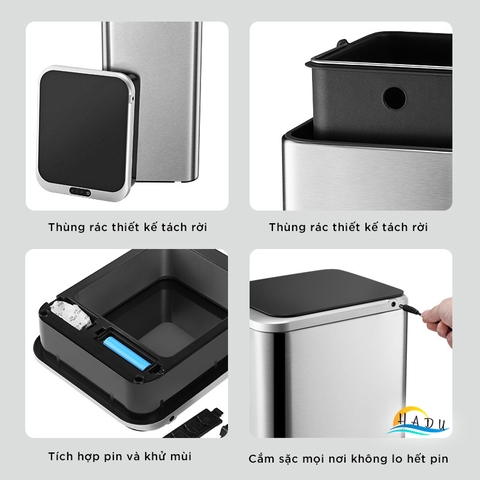 Thùng Rác Cảm Ứng Tự Động CCKO 9L, Thân Inox Chống Vân Tay, Cắm Điện, Nhiều Màu