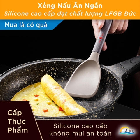 Xẻng Nấu Ăn Ngắn Silicone Cao Cấp Không Mùi An Toàn Với Lớp Chống Dính Đạt Chất Lượng LFGB Đức SSGP