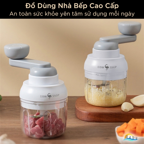 Máy Xay Tỏi Ớt Mini Cao Cấp – Tay Quay Cơ, Bánh Răng Vi Sai, Lưỡi Dao Sắc Bén 420, Đạt Tiêu Chuẩn LFGB Đức SSGP