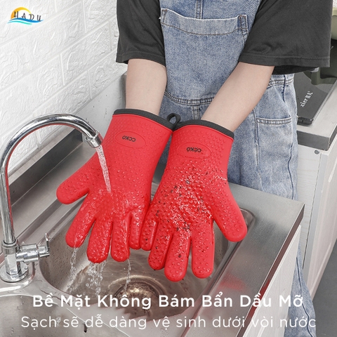 Găng Tay Silicone Cao Cấp Chịu Nhiệt 230°C, Chống Nóng, Dễ Vệ Sinh, Thiết Kế An Toàn Cho Nấu Ăn CCKO