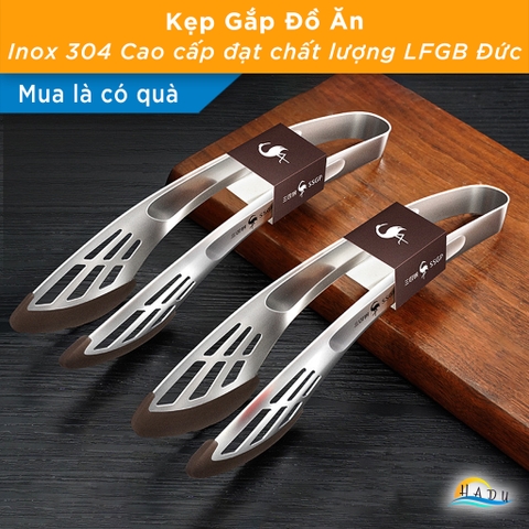 Kẹp Gắp Thức Ăn SSGP Inox và Silicone, Thoát Dầu, Chịu Nhiệt, 23cm, Đạt Chất Lượng LFGB Đức