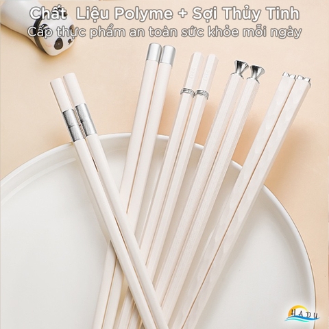 Bộ 5 Đôi Đũa Sợi Thủy Tinh HADU Kháng Khuẩn, Chống Trượt, Chịu Nhiệt, 24.3cm