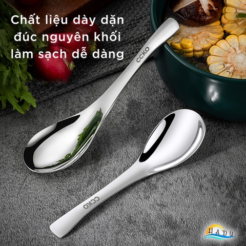Thìa Ăn Phở Inox 304 CCKO, Đúc Nguyên Khối, Sang Trọng, Nhiều Size