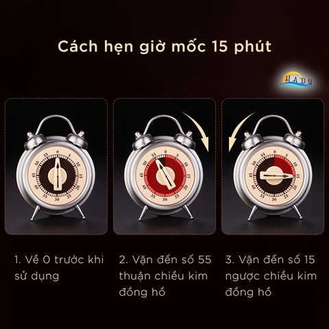 Đồng hồ hẹn giờ nấu ăn inox 304 cao cấp chuông lớn vặn nhanh thời gian chính xác không tốn pin kháng khuẩn SSGP